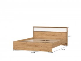 Кровать двойная 160*200 см Некст 1 Дуб Золотой/Белый в Лесном - lesnoj.germes-mebel.ru | фото