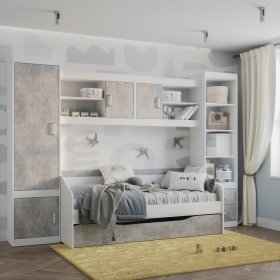 Молодежная Паскаль белый/цемент светлый в Лесном - lesnoj.germes-mebel.ru | фото