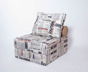 Кресло-кровать-пуф бескаркасное Прайм (Газета) в Лесном - lesnoj.germes-mebel.ru | фото