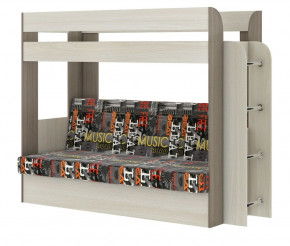 Кровать 2-х ярусная с диваном Карамель 75 (Музыка) Ясень шимо светлый/темный в Лесном - lesnoj.germes-mebel.ru | фото