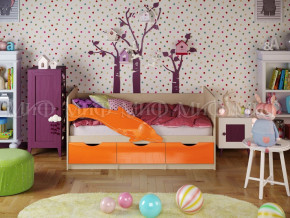 Кровать Дельфин-1 800*1600 (Оранжевый металлик/дуб крафт белый) в Лесном - lesnoj.germes-mebel.ru | фото