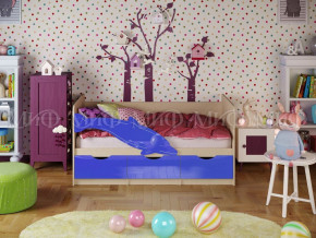Кровать Дельфин-1 800*1600 (Синий металлик/дуб крафт белый) в Лесном - lesnoj.germes-mebel.ru | фото