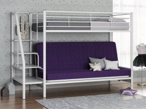 Кровать двухъярусная с диваном "Мадлен-3" (Белый/Фиолетовы) в Лесном - lesnoj.germes-mebel.ru | фото