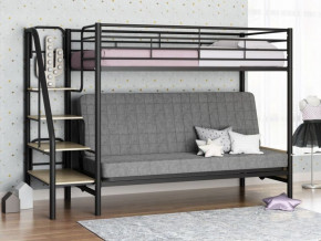 Кровать двухъярусная с диваном "Мадлен-3" (Черный/Серый) в Лесном - lesnoj.germes-mebel.ru | фото
