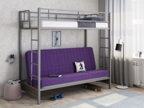 Кровать двухъярусная с диваном "Мадлен" (Серый/Фиолетовый) в Лесном - lesnoj.germes-mebel.ru | фото