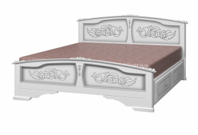 ЕЛЕНА Кровать из массива 1600 (Белый жемчуг) с 2-мя ящиками в Лесном - lesnoj.germes-mebel.ru | фото
