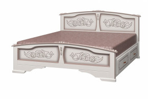 ЕЛЕНА Кровать из массива 1400 (Дуб Молочный) с 2-мя ящиками в Лесном - lesnoj.germes-mebel.ru | фото