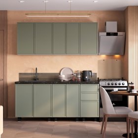 Кухня 1,8 м Астрид эвкалипт софт в Лесном - lesnoj.germes-mebel.ru | фото