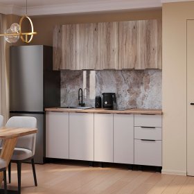 Кухня 1,8 м Эко кашемир/дуб смоки в Лесном - lesnoj.germes-mebel.ru | фото