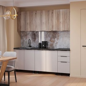 Кухня 2,0 м Эко кашемир/дуб смоки в Лесном - lesnoj.germes-mebel.ru | фото