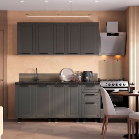 Кухня 1,8 м Селина графит нубук в Лесном - lesnoj.germes-mebel.ru | фото
