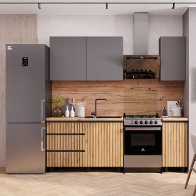 Кухня Шерлок 1,6 м Графит/Крафт в Лесном - lesnoj.germes-mebel.ru | фото