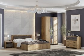 Спальня МСП 1 Дуб Золотой/Камень темный в Лесном - lesnoj.germes-mebel.ru | фото