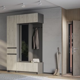 Прихожая Багира графит/дуб крафт белый в Лесном - lesnoj.germes-mebel.ru | фото