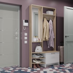 Прихожая ПР-01 Тео дуб сонома/белый в Лесном - lesnoj.germes-mebel.ru | фото
