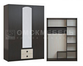 Шкаф 3-х дверный с 2 ящиками с зеркалом Шк51 МС Люсси (венге/дуб девон) в Лесном - lesnoj.germes-mebel.ru | фото