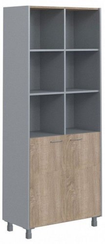 Стеллаж комбинированный Offix New OHC 87.5, дуб сонома/металлик в Лесном - lesnoj.germes-mebel.ru | фото