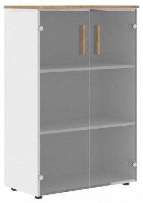 Тумба-витрина Forta FMC 80.2, белый/дуб гамильтон в Лесном - lesnoj.germes-mebel.ru | фото