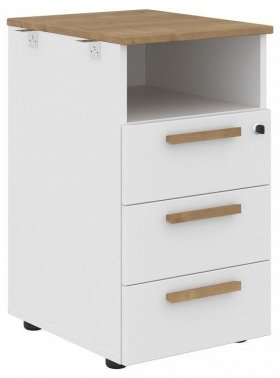 Тумбочка Forta FLC-3D.1, белый/дуб гамильтон в Лесном - lesnoj.germes-mebel.ru | фото