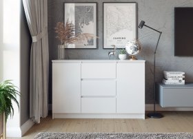 Комод МОРИ МК1200.3, белый в Лесном - lesnoj.germes-mebel.ru | фото